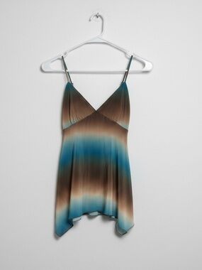 Vintage Blue and Brown Ombre Spaghetti Strap Camisole